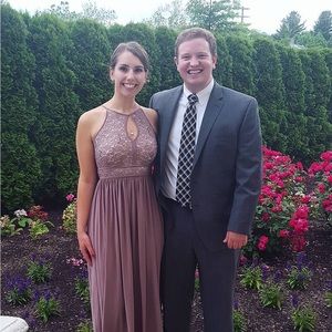 Tan wedding guest dress